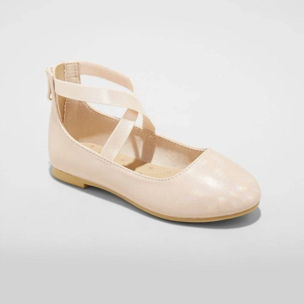 Toddler Girls' Trinity Glitter Ballet Flats - Cat & Jack™ Rose Gold size 5